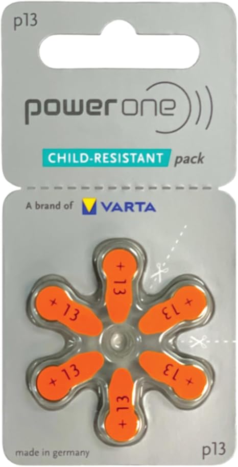 Power One Hearing Aid Batteries - Size 13 (p13) - 60 Batteries