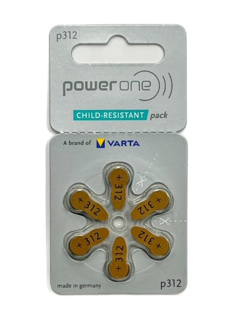 Power One Hearing Aid Batteries - Size 312 (p312) - 60 Batteries